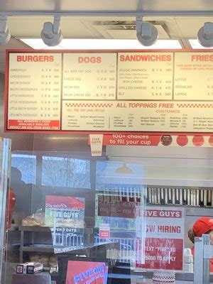 Five Guys Ashburn, Ashburn VA Menu